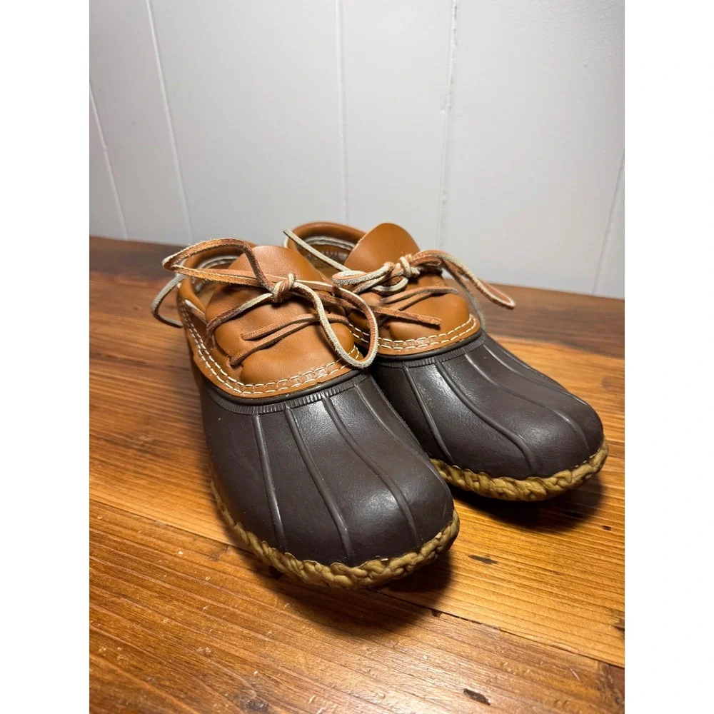 L.L.Bean‎ Bean Boots Rubber Mocs Duck Shoes Brown Leather Men's 7/Women's 8- 8.5